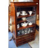 A 19TH CENTURY MAHOGANY AND ROSEWOOD DISPLAY CABINET the glazed door enclosing three shelves