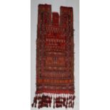 A QUCHAN HORSE COVER with embroidered decoration and tassel ends, 140 x 110cm