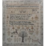 A GEORGE III NEEDLEWORK SAMPLER with alphabet and prayer inscribed 'Hannah Brown Wrought This