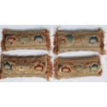 A SET OF FOUR ANTIQUE AUBUSSON CUSHIONS of rectangular form with foliate decoration, approximately