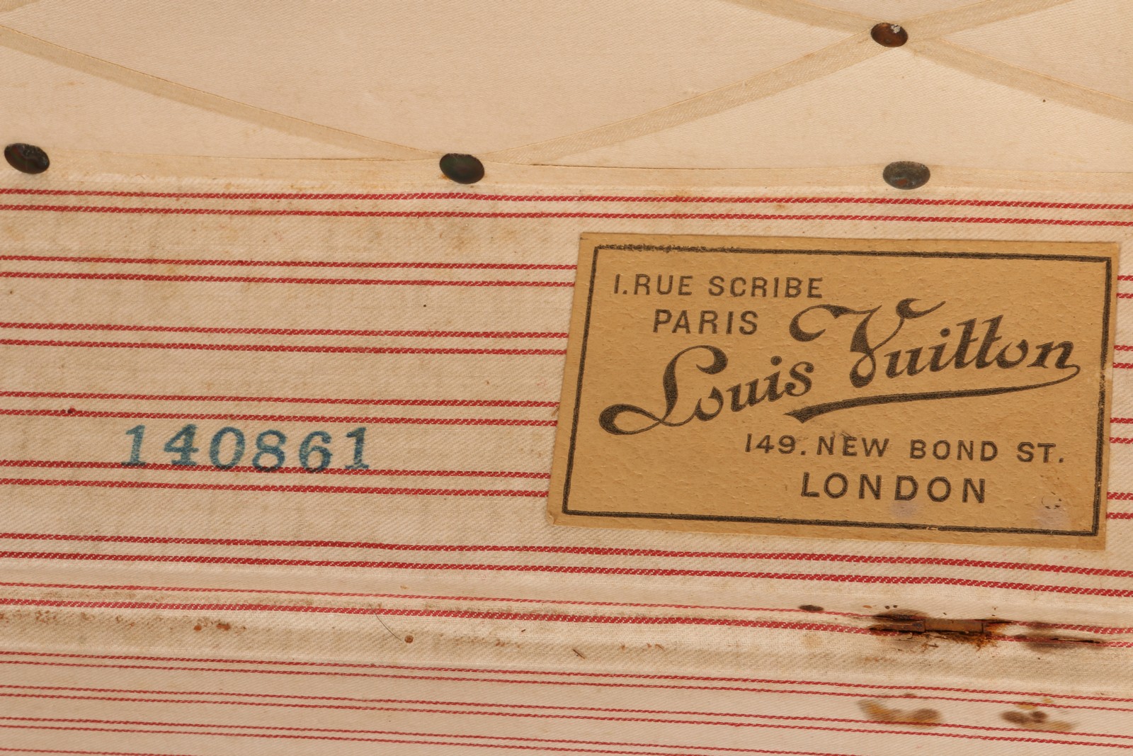 A LOUIS VUITTON CABIN TRUNK with monogram decoration, the lined interior with two trays, labelled - Image 3 of 3