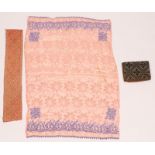 THREE PIECES OF MOROCCAN TEXTILE TO INCLUDE a collar and a wallet from Fez and a Rabat pink silk