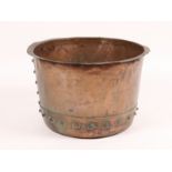 A VICTORIAN BEATEN COPPER LOG BIN with studded detail, 48cm diameter