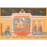 AN INDIAN RAGAMALA PAINTING of courtly lovers in a pavilion under a stormy sky, Malwa circa 1700,