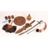 A GROUP OF ARTEFACTS from Sierra Leone circa 1926 to 1936 to include a chief's straw work and
