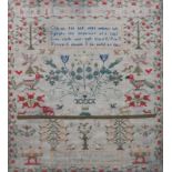 A CHILD'S NEEDLEWORK SAMPLER with central rhyme 'Oft as the Bell with Solum Toll.... with