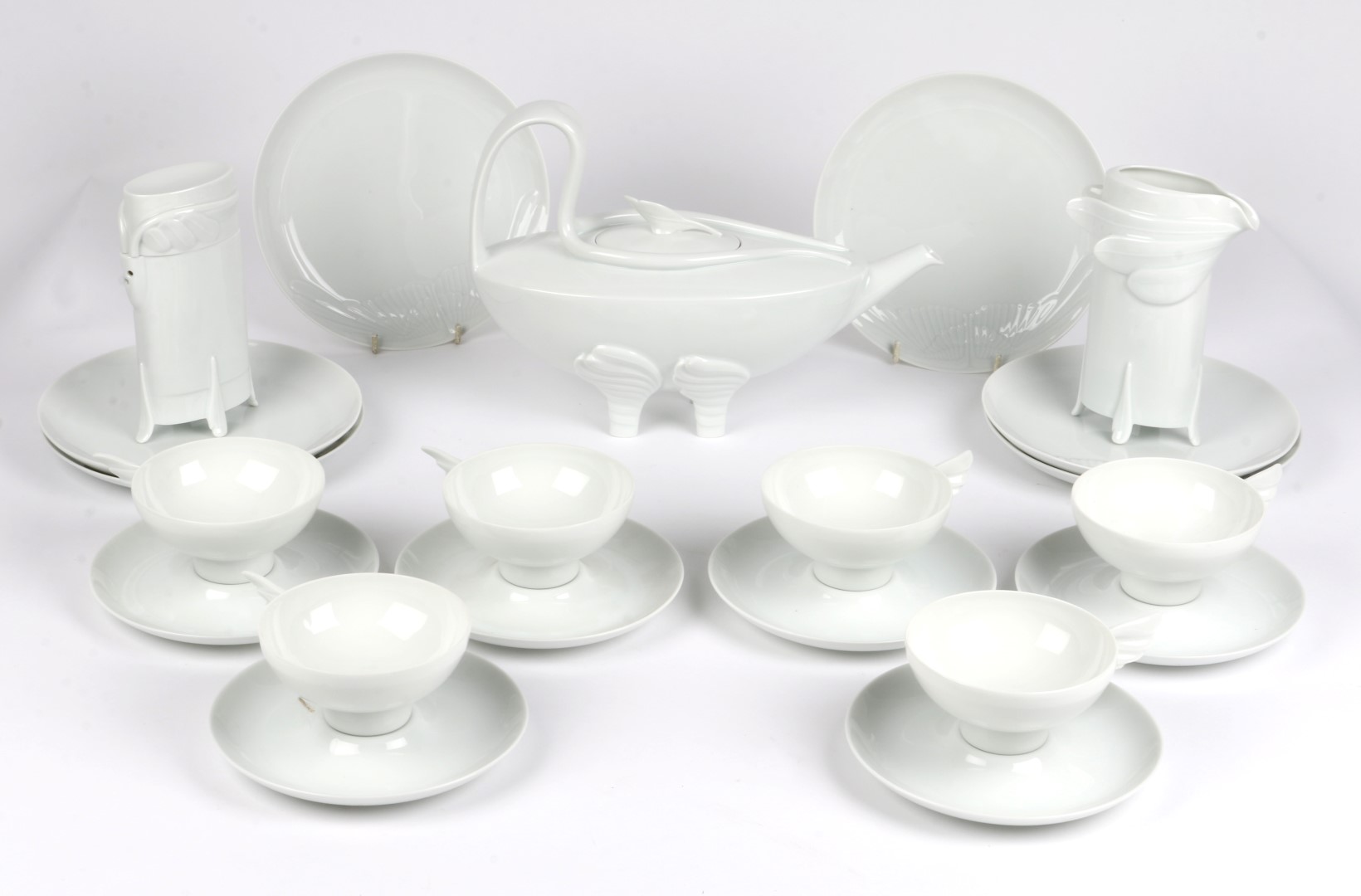 Paul Wunderlich (German, 1927-2010) for Rosenthal 'Leda' tea set 52/500 porcelain comprising teapot,