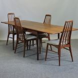 A 1960's Danish teak dining table, 216 x