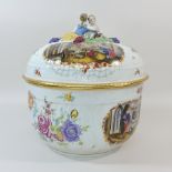 A Meissen style porcelain tureen and cov