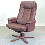 A contemporary brown leather reclining s