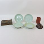 A collection of antique celadon glazed d