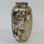A Burslem pottery trial vase, Horse and