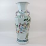 A Chinese octagonal shaped vase, decorat