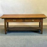 A Victorian pine baker's table, containi