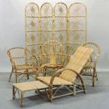 A set of four bamboo conservatory chairs