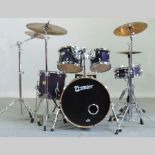 A Premier Artist Maple drum kit, with Pa