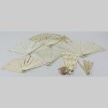 A collection of 19th century bone fans,