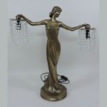 An Art Deco style figural table lamp, wi