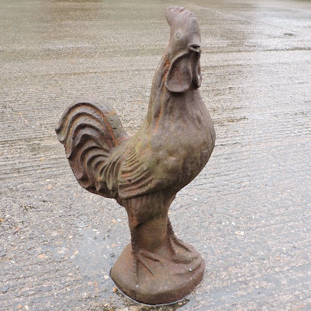 A cast iron model of a cockerel, 58cm ta