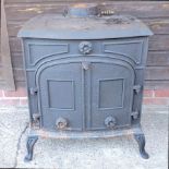 A black painted cast iron wood burning s