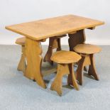 An ash refectory table, 122 x 68cm, toge
