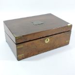 A Victorian brass mounted rosewood writing slope, 35cm