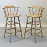 A pair of beech bar stools