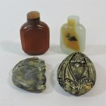 An agate snuff bottle, 6.5cm, together w