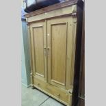 A 19th century Dutch pitch pine armoire,