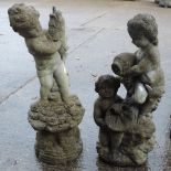 A reconstituted stone figural garden fou