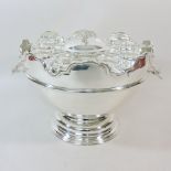 A silver plated caviar set, 23cm tall