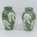 A pair of Brannam pottery vases, with le