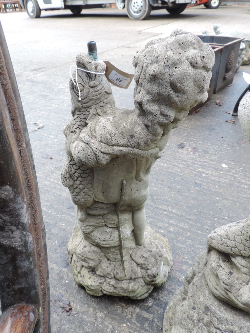 A reconstituted stone figural garden fou - Image 4 of 8