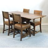 An oak draw leaf dining table, 166 x 76c