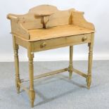 A Victorian pine washstand, with a galle