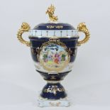A Sevres style porcelain twin handled va