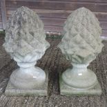 A pair of reconstituted stone pineapple