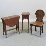 A Victorian mahogany hall chair, togethe