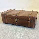 A vintage wooden bound canvas travelling