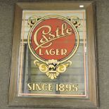 A Castle Lager advertising mirror, 70 x