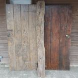 An oak door, 176 x 80cm, together with a