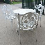 A white painted metal garden table, 75cm