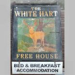 A painted wooden pub sign, The White Har
