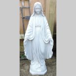 A marble resin figure of the Virgin Mary