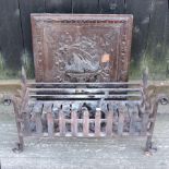 A large wrought iron fire grate, 81cm, t