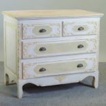 A French style cream painted chest, on c