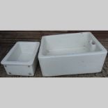 A white glazed butler's sink, 61cm, toge