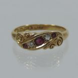 A Victorian 18 carat gold ruby and diamo