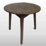 An 18th century elm and fruitwood cricke