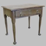 An 18th century oak side table, of small